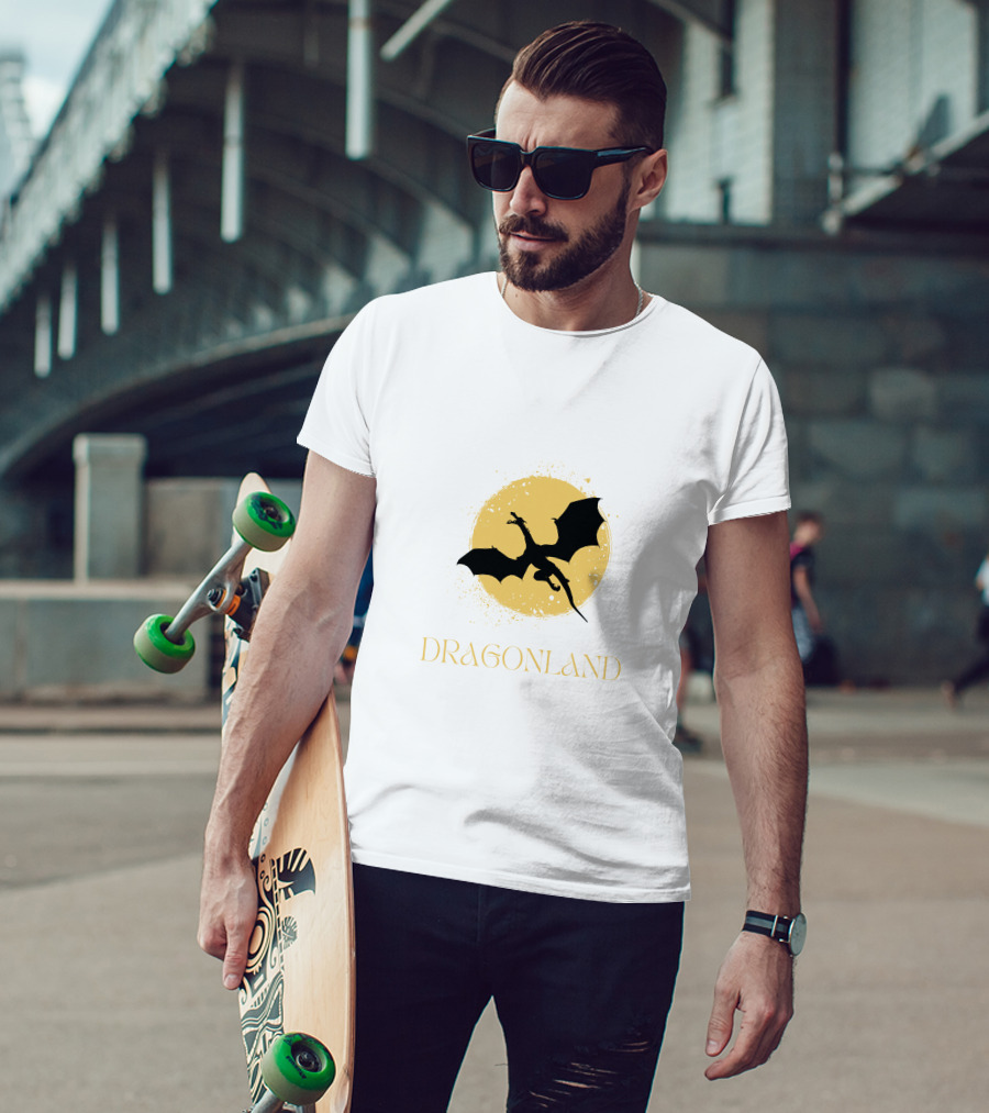 Dragonland Silhouette Against Moon T-Shirt