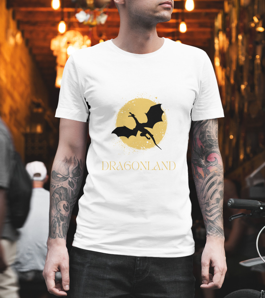 Dragonland Silhouette Against Moon T-Shirt