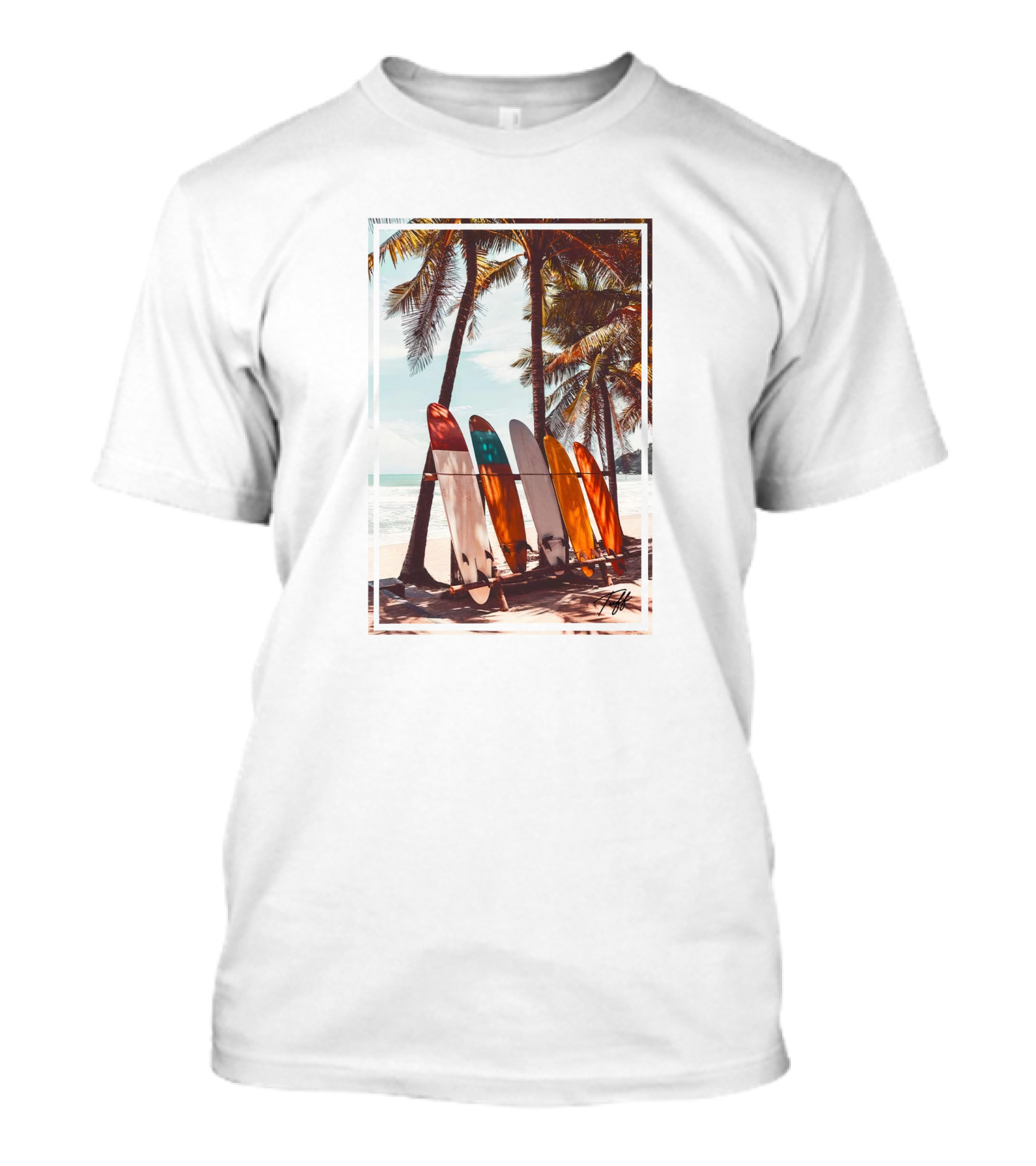 Tuff Surfboards Tropical Palm Beach Scene T-Shirt