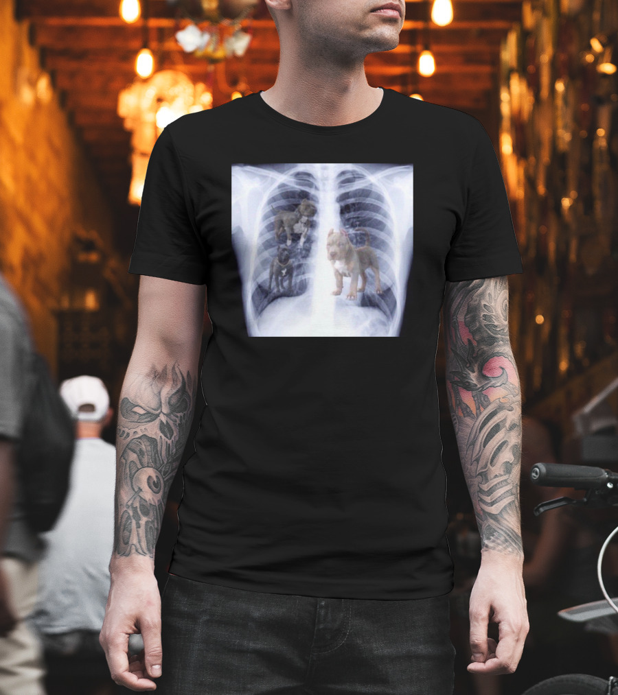 Jeremy Reaves XRay Dog Pitbulls in Chest Cavity T-Shirt