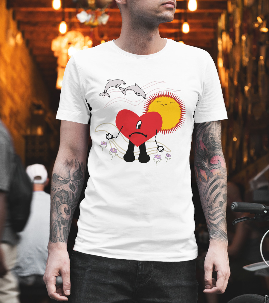 Bad Bunny Un Verano Sin Ti Album Heart Sun Dolphins Flowers Scene T-Shirt