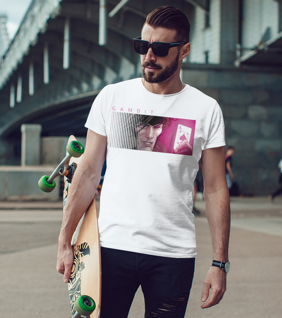Gambit X-Men Holding Ace Of Spades Card T-Shirt