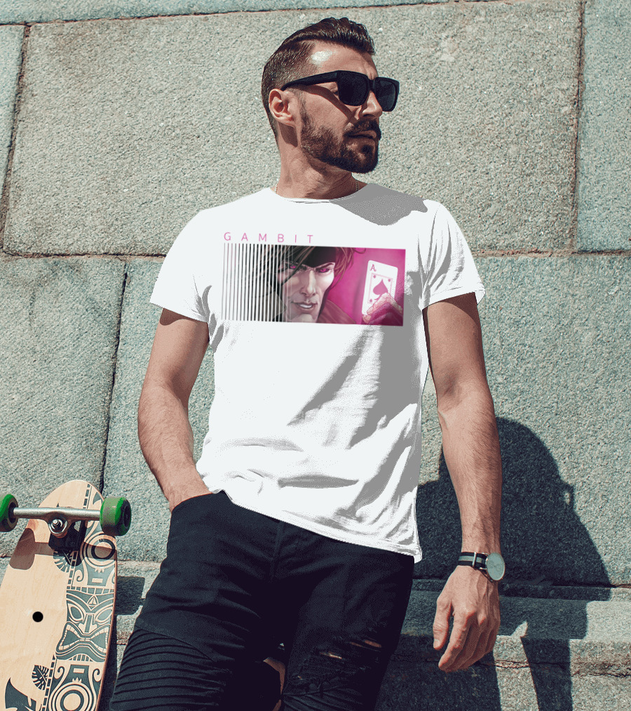 Gambit X-Men Holding Ace Of Spades Card T-Shirt