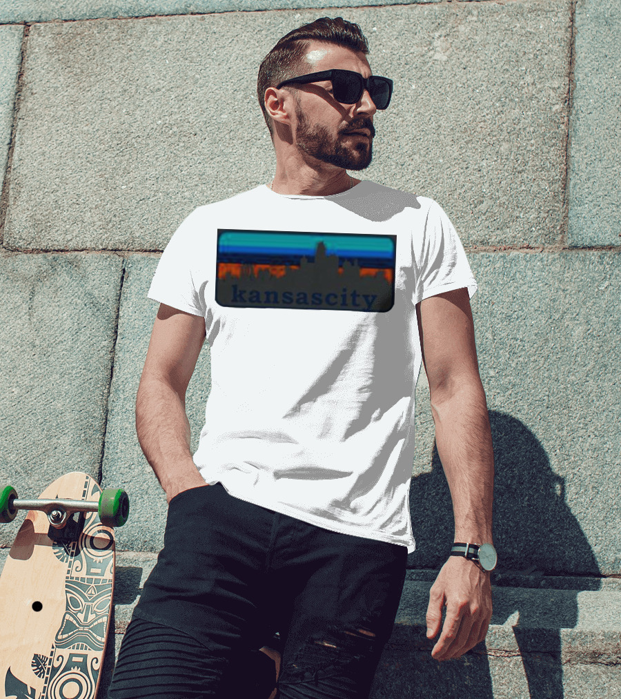Kansas City Skyline Vintage Retro Sunset T-Shirt