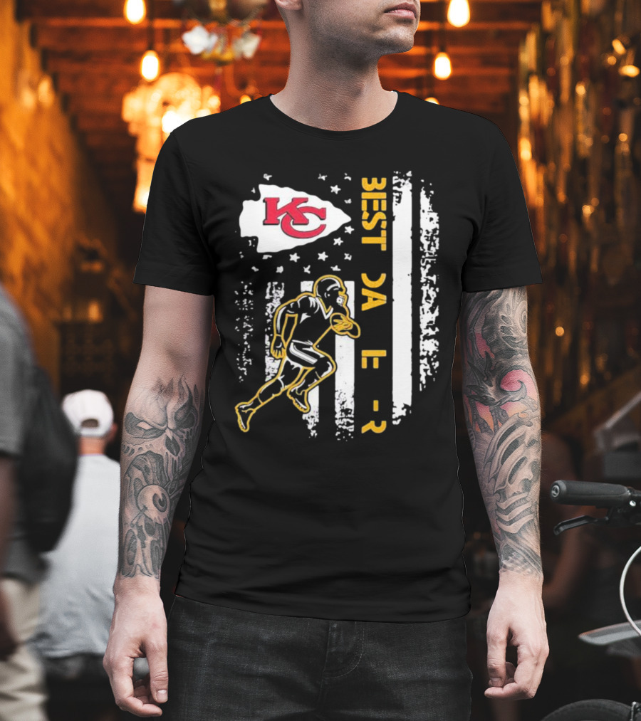 Best Dad Ever Kansas City Chiefs Football American Flag T-Shirt