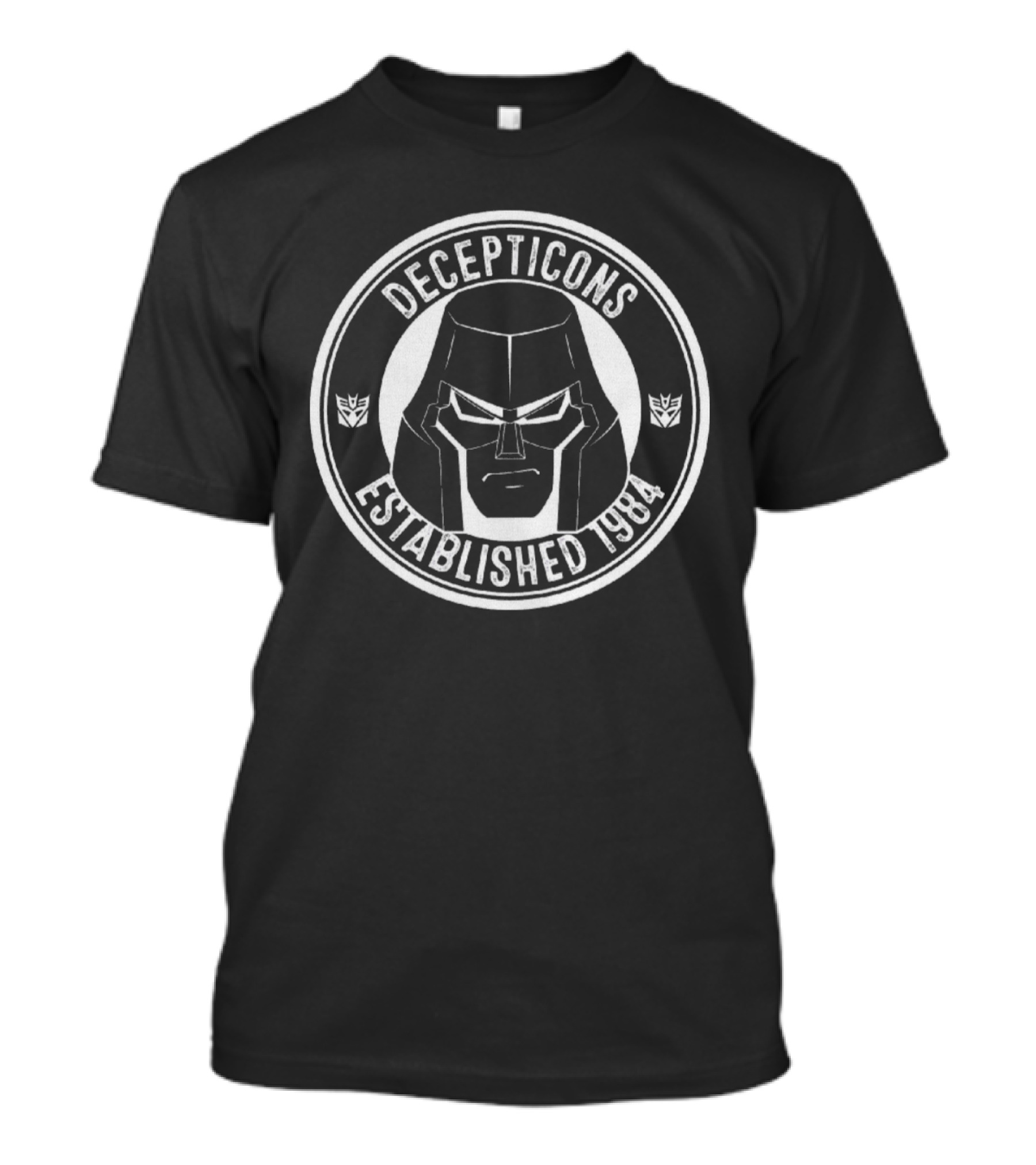 Decepticons Established 1984 Iconic Logo And Megatron Face With Emblems T-Shirt