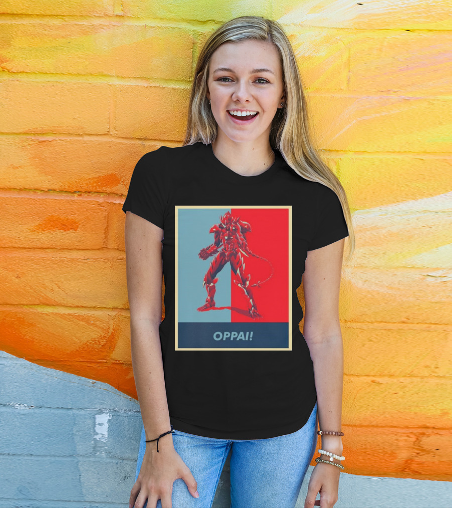 OPPAI Issei Hyoudou High School DxD Hope Style Mecha Fusion Red And Blue Dual Color Background T-Shirt