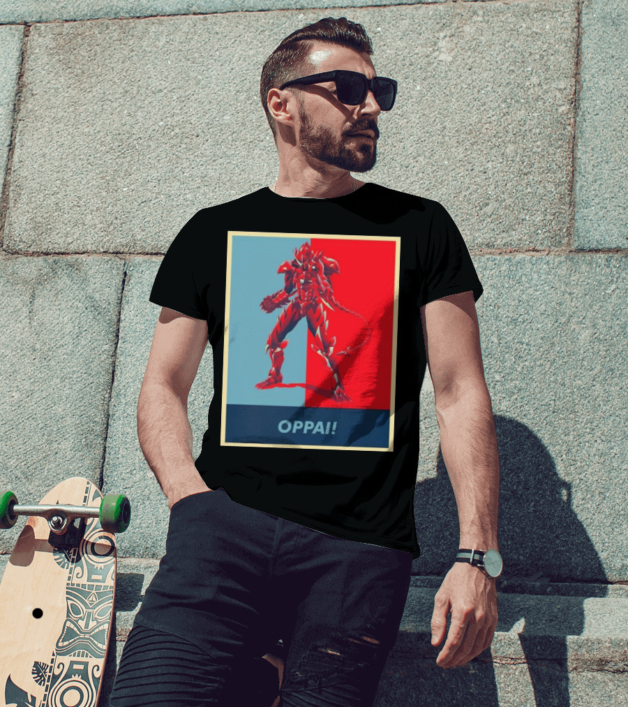 OPPAI Issei Hyoudou High School DxD Hope Style Mecha Fusion Red And Blue Dual Color Background T-Shirt