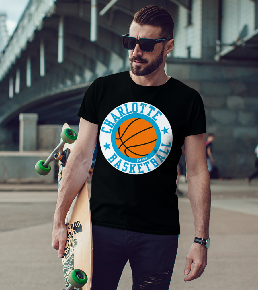 Charlotte Basketball Est 1988 Logo Vintage Style Circle Emblem T-Shirt