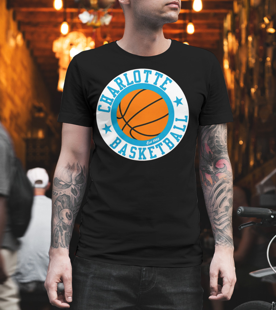 Charlotte Basketball Est 1988 Logo Vintage Style Circle Emblem T-Shirt