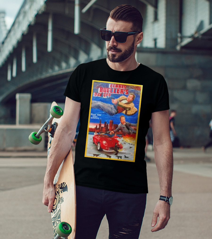 Ferris Bueller's Day Off Royal Gato Video Ashaiman Explosive Artwork With Thrilling City Escape T-Shirt