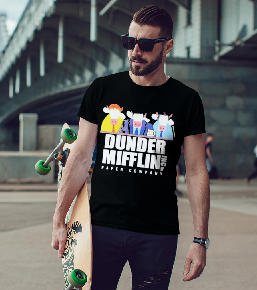 Dunder Mifflin Inc Paper Cowpany Cow Characters T-Shirt