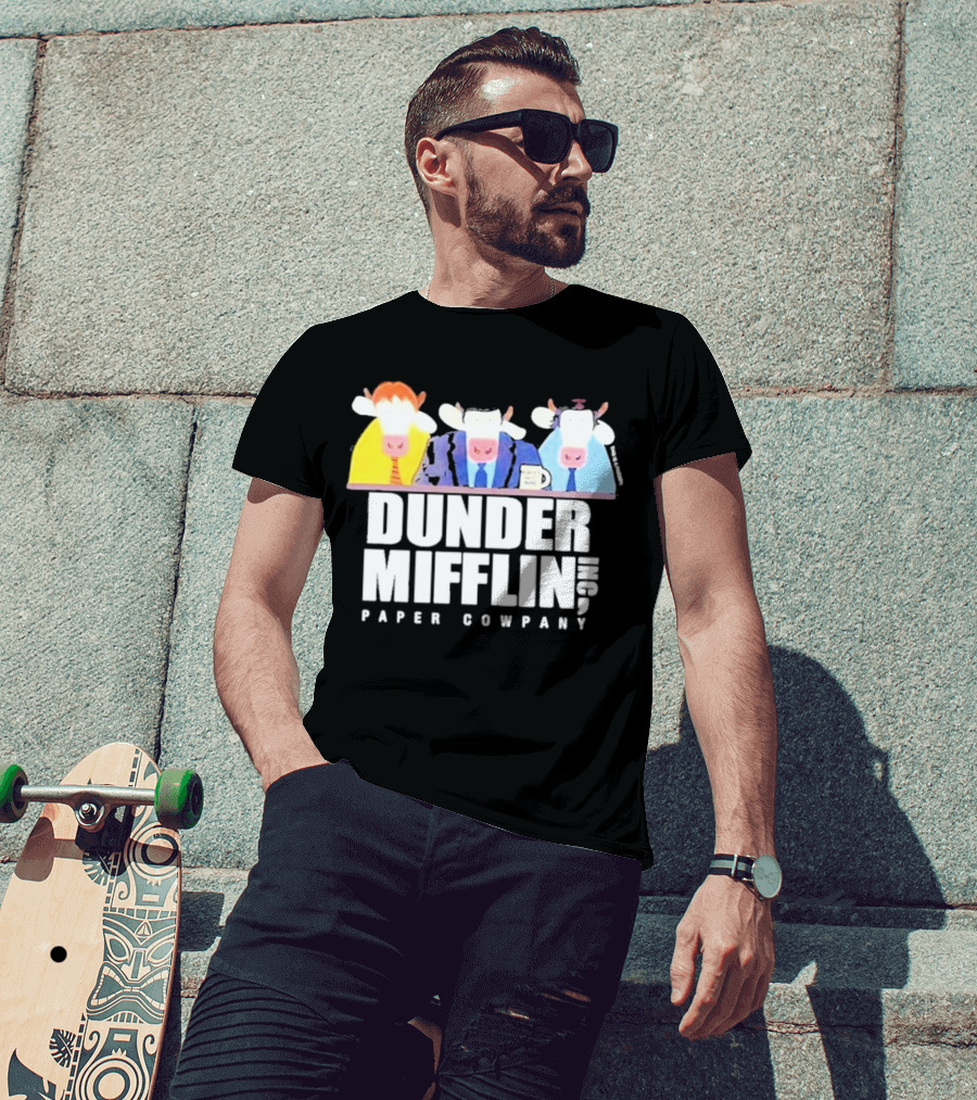 Dunder Mifflin Inc Paper Cowpany Cow Characters T-Shirt