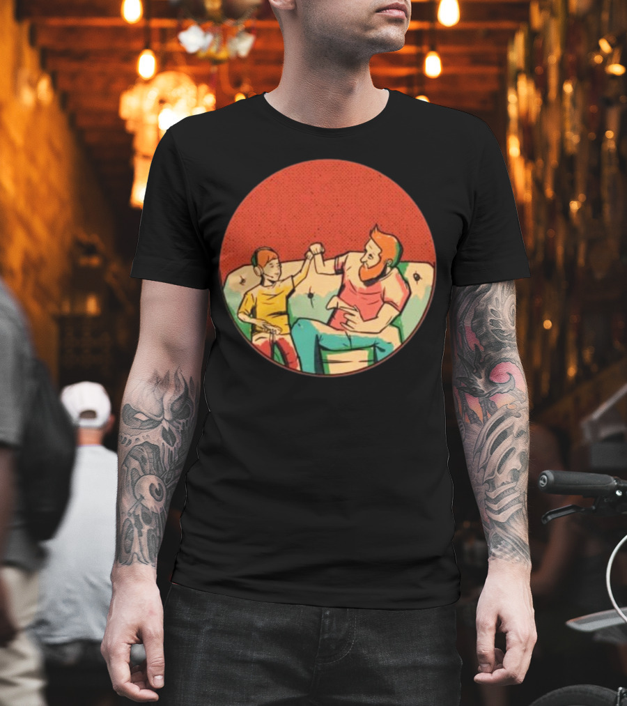 Father And Son Gaming Bond On The Couch T-Shirt