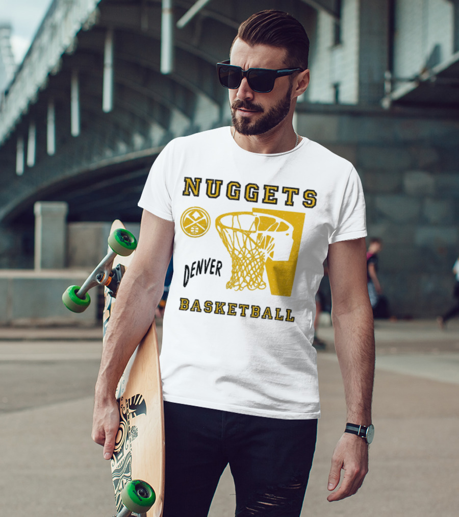 Nuggets Denver Basketball Slam Dunk White Men's Junk Food T-Shirt