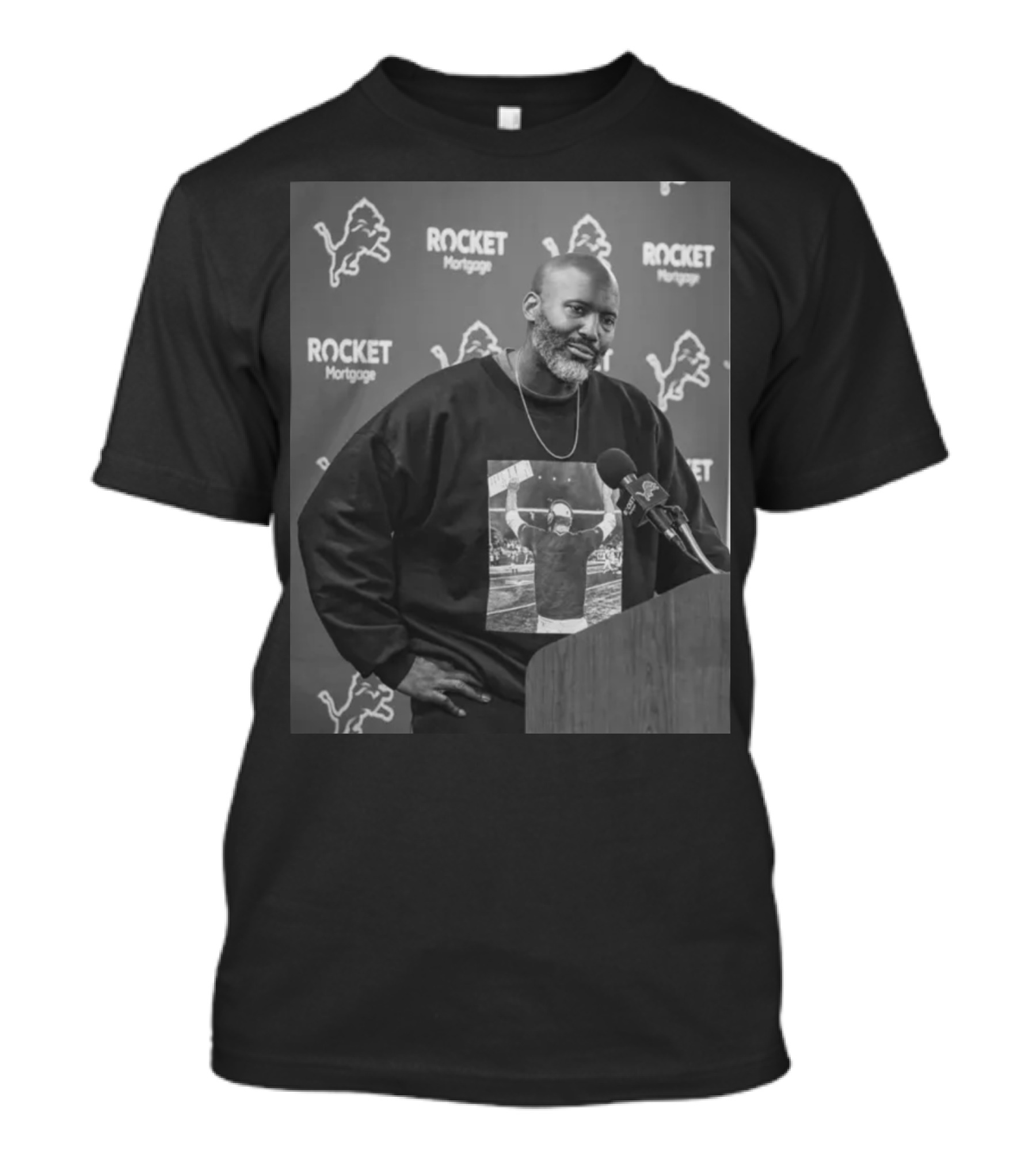 Dan Campbell Holmes Rocket Mortgage Lions Fan Speaker T-Shirt