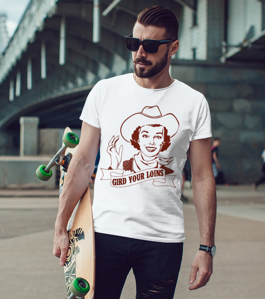 Giggly Squad Merch Gird Your Loins Cowboy Illustration Blush T-Shirt