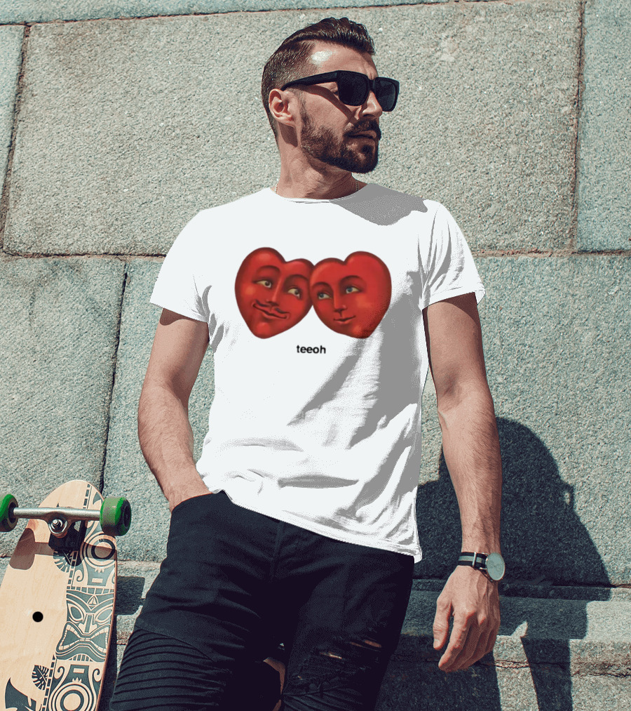 Tixxo Shop Tixxo Lovers Teeoh Heart Faces T-Shirt
