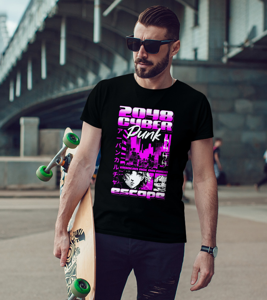 2048 Cyber Punk Escape Modern Age Oblivion Japanese Anime Urban Culture T-Shirt