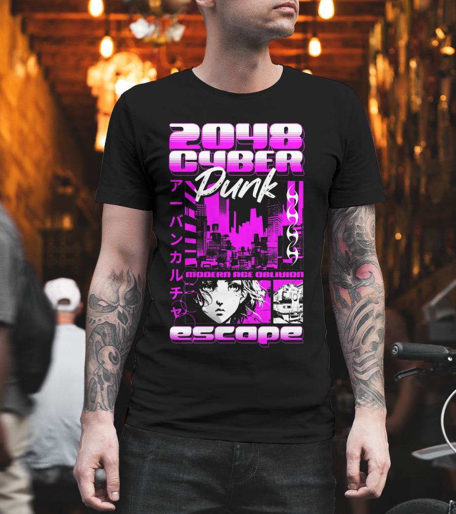 2048 Cyber Punk Escape Modern Age Oblivion Japanese Anime Urban Culture T-Shirt