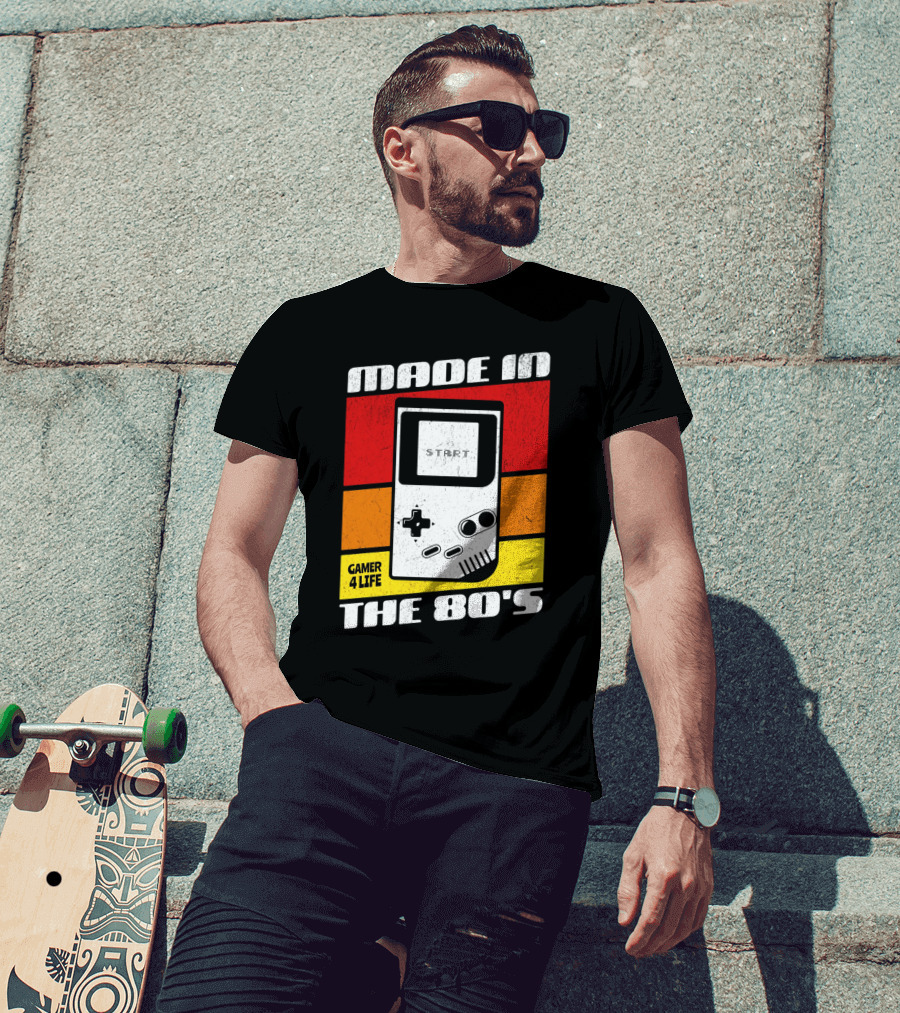 Made IN The 80'S Gamer 4 Life Vintage Gaming Start T-Shirt