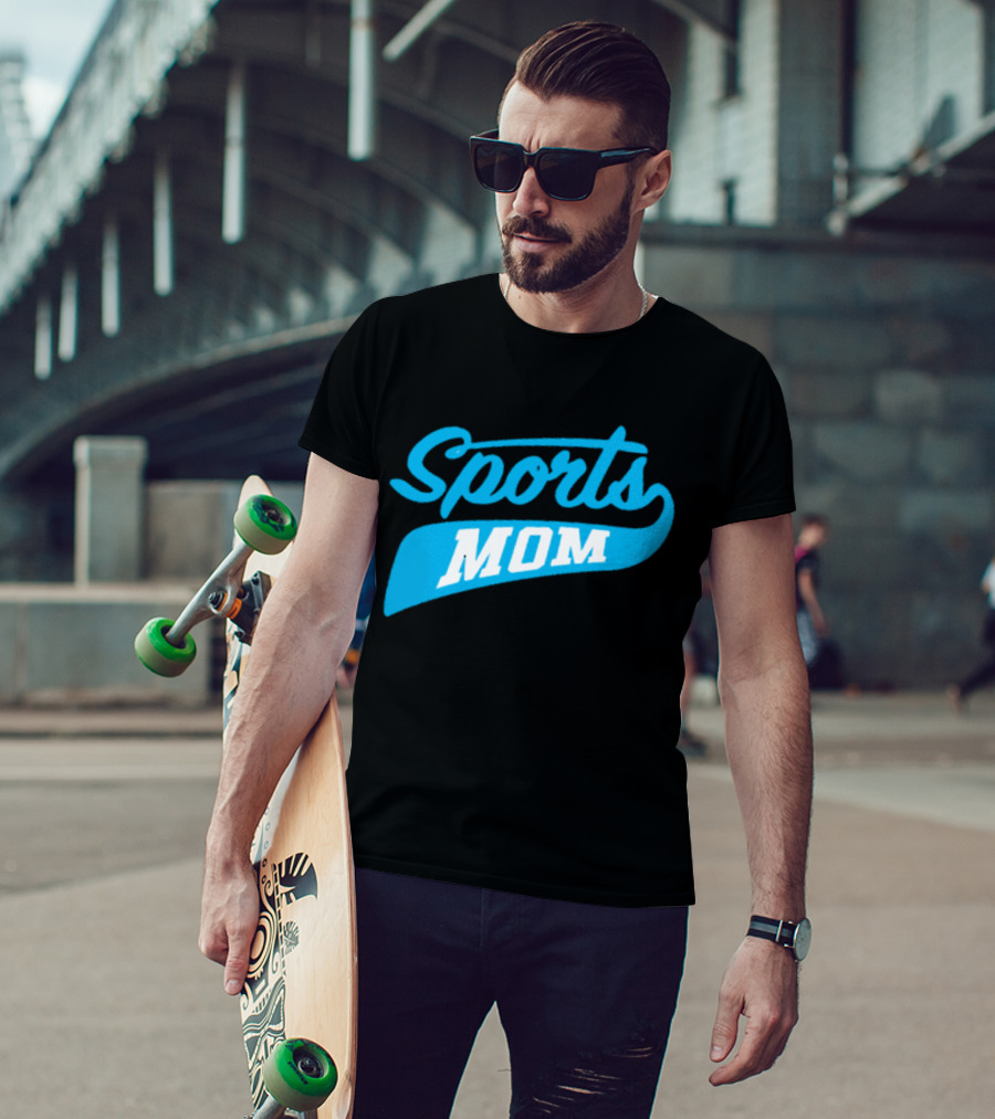 Sports Mom Blue Script Style T-Shirt