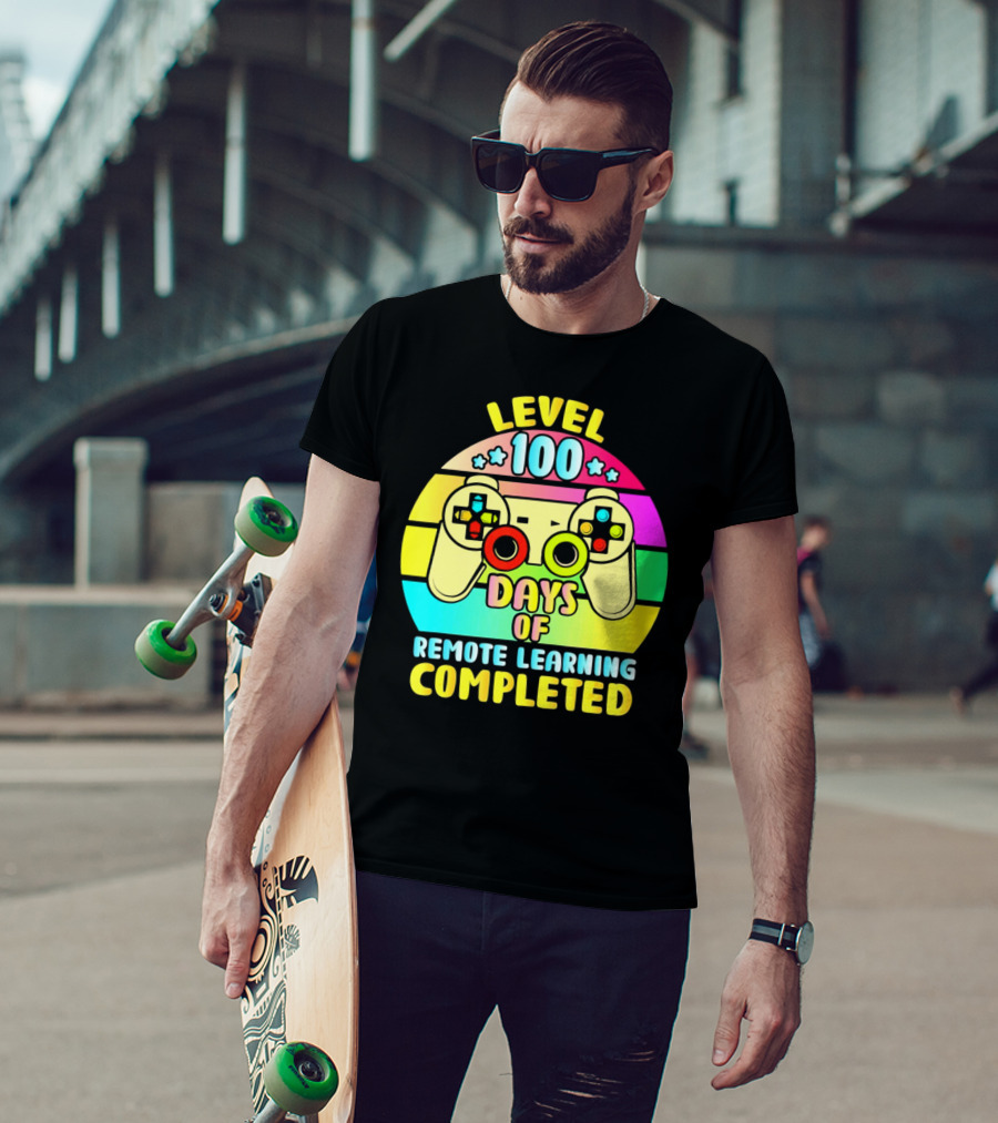 Level 100 Days Of Remote Learning Completed Vintage Controller T-Shirt