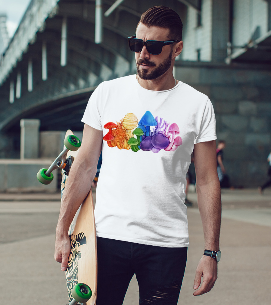 NZ Rainbow Fungi Colorful Mushroom Collection T-Shirt