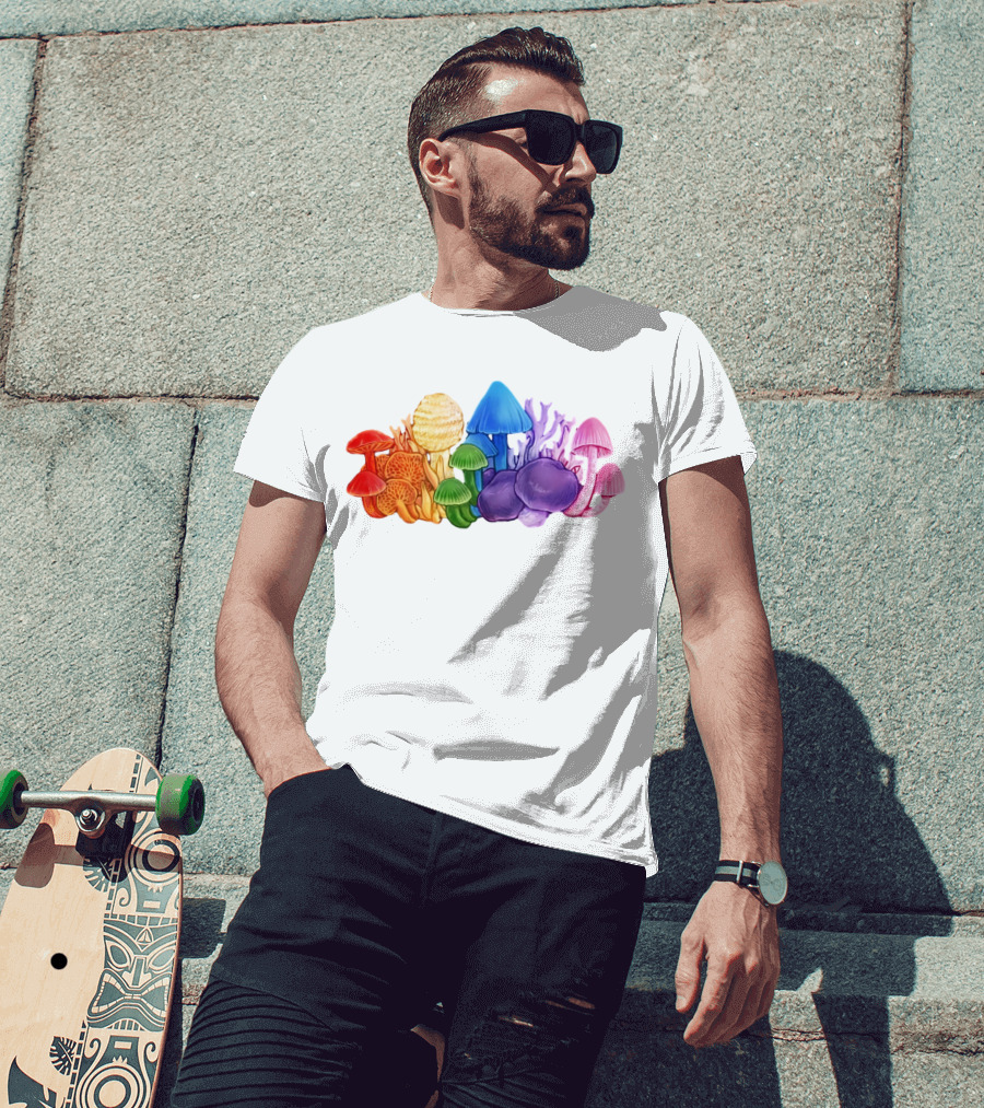 NZ Rainbow Fungi Colorful Mushroom Collection T-Shirt