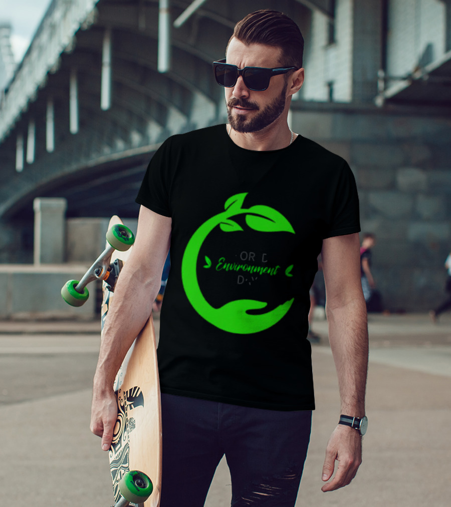 World Environment Day Green Leaf Circle Earth Protection T-Shirt