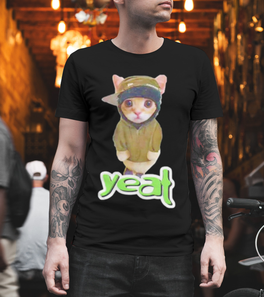 Yeat Cat Funny Hoodie And Cap Cat Image T-Shirt