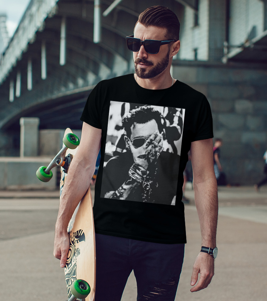 Johnny Depp Black And White Tattoo Style Photo T-Shirt