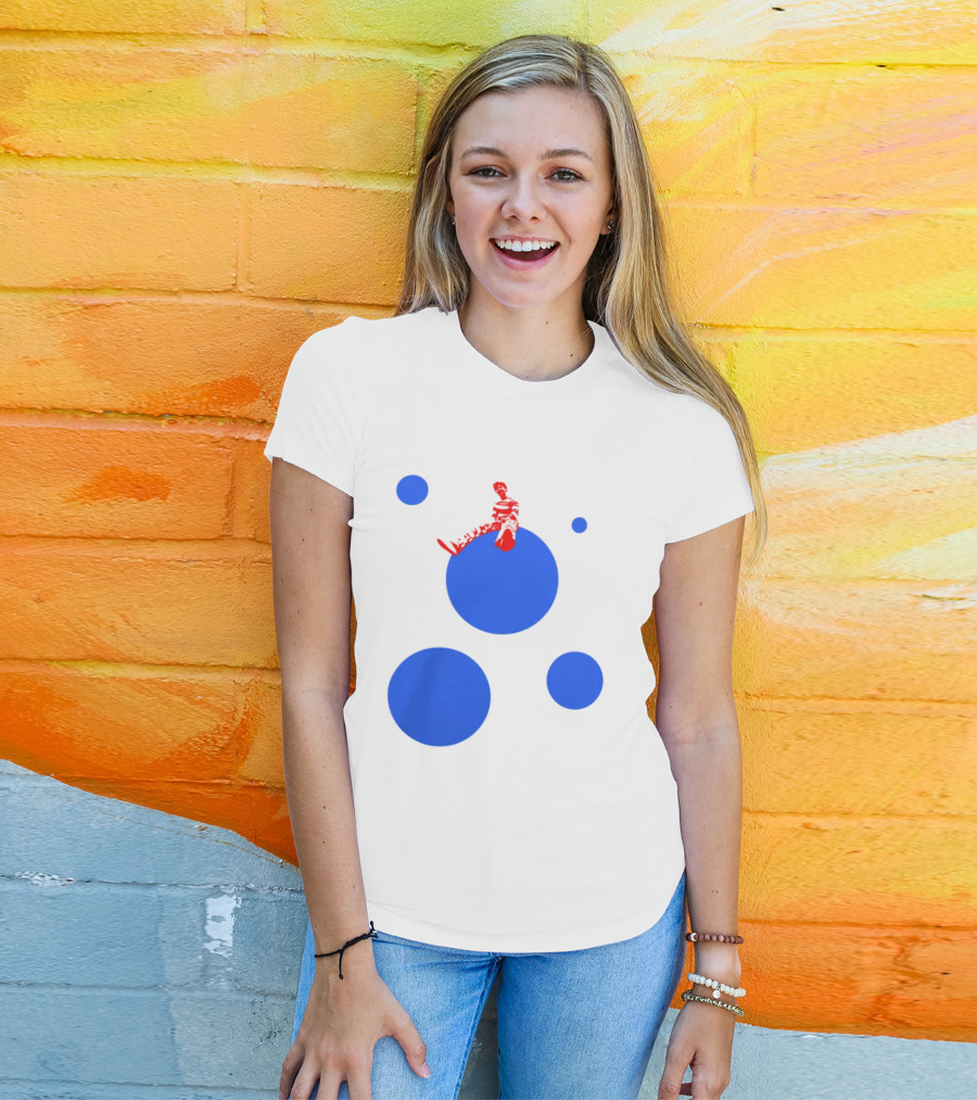 Harry's Styles Merch Red Figure Blue Polka Dot T-Shirt
