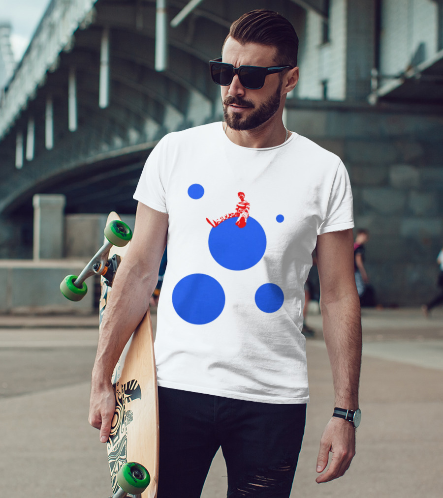 Harry's Styles Merch Red Figure Blue Polka Dot T-Shirt