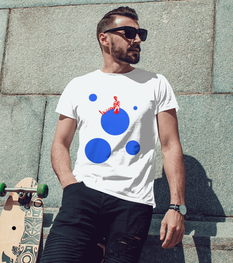 Harry's Styles Merch Red Figure Blue Polka Dot T-Shirt