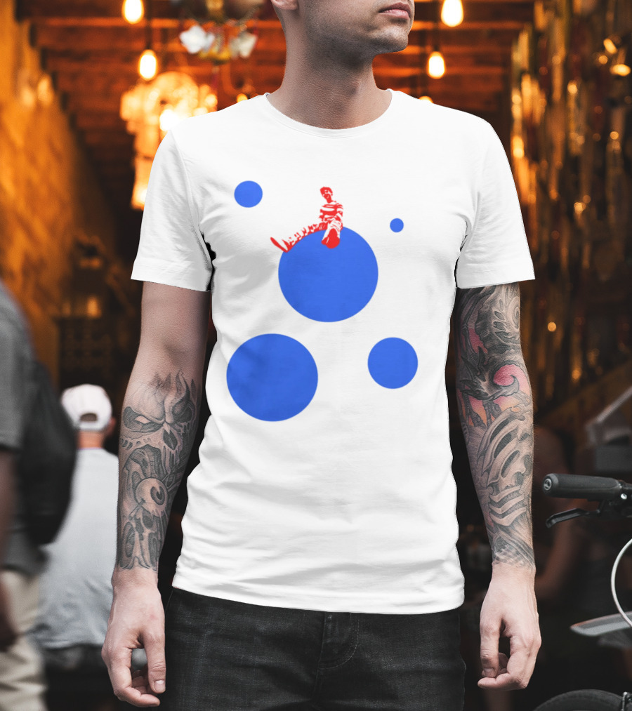 Harry's Styles Merch Red Figure Blue Polka Dot T-Shirt