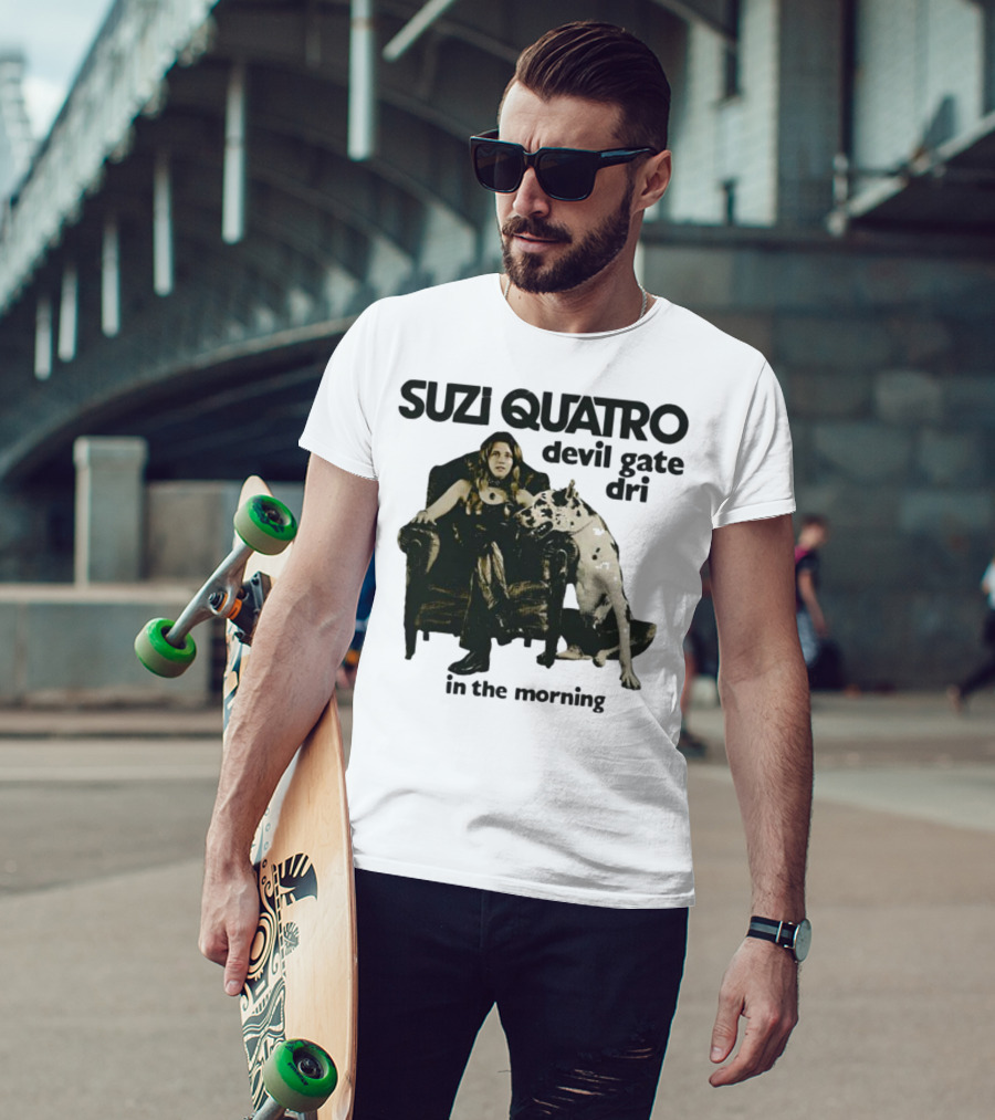 Suzi Quatro Devil Gate Drive In The Morning With Woman And Dalmatian Chair T-Shirt