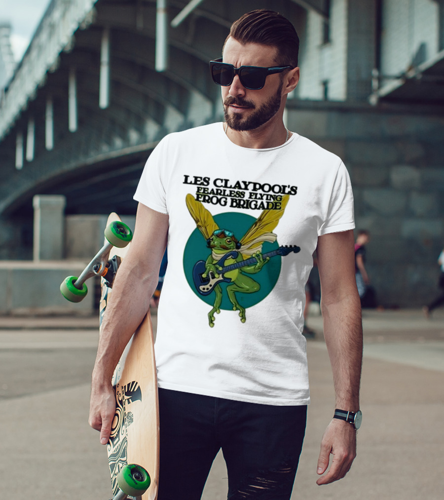 Les Claypool’s Fearless Flying Frog Brigade Flying Frog Playing Guitar T-Shirt