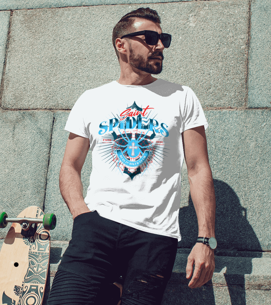 Saint Spiders Berlin Biker Club Estd 1986 Emblem T-Shirt