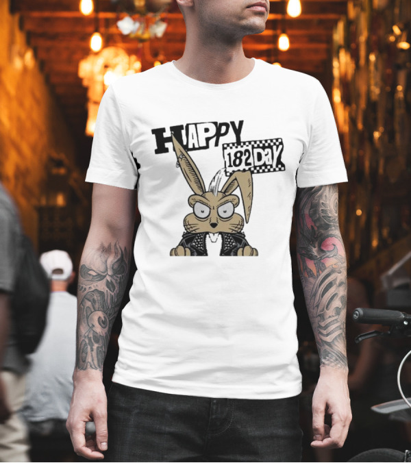 Blink-182 Happy 182 Day Angry Bunny Punk T-Shirt Blink-182 Happy 182 Day Angry Bunny Punk T-Shirt
