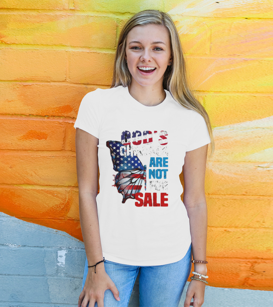 God's Children Are Not For Sale American Flag Butterfly T-Shirt