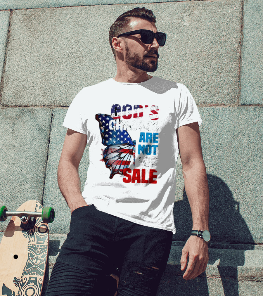God's Children Are Not For Sale American Flag Butterfly T-Shirt