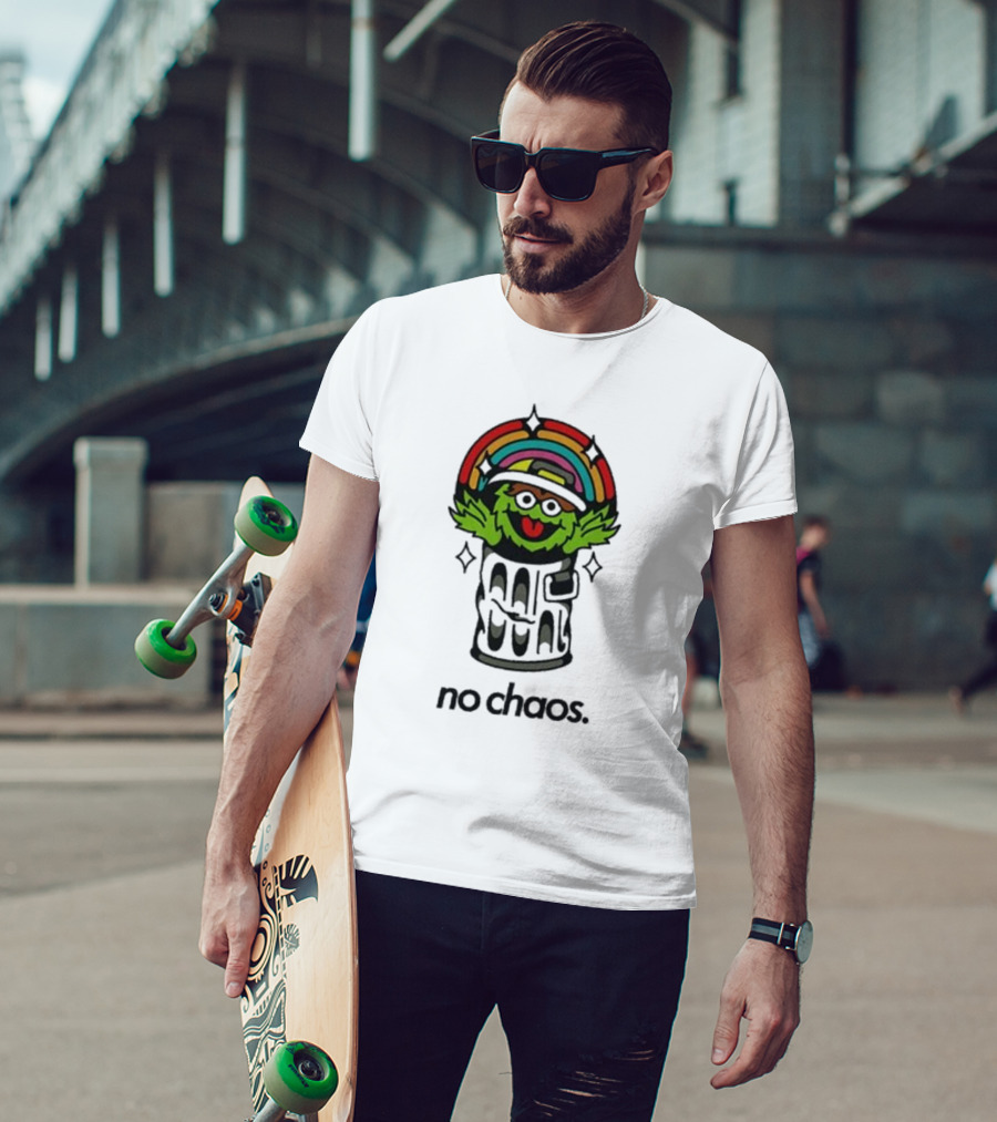 No Chaos Grouchy Rainbow Trash Can T-Shirt