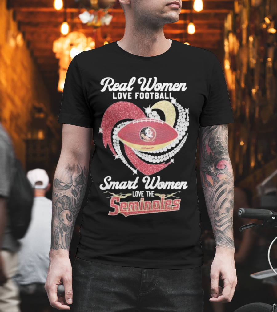 Real Women Love Football Smart Women Love the Seminoles Football T-Shirt