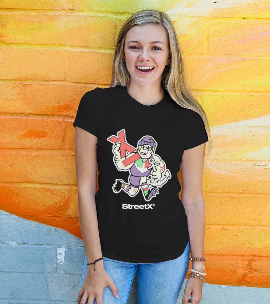 Fremantle Dockers Mens Street X AFL 90s Mascot Character With Anchor And Red X T-Shirt