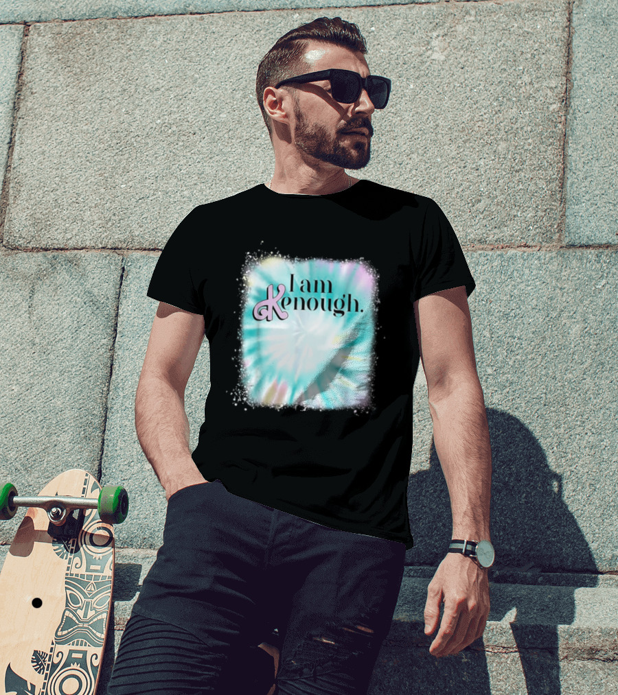 Pinky Ken I Am Ken Enough Tie-Dye Spiral Text T-Shirt