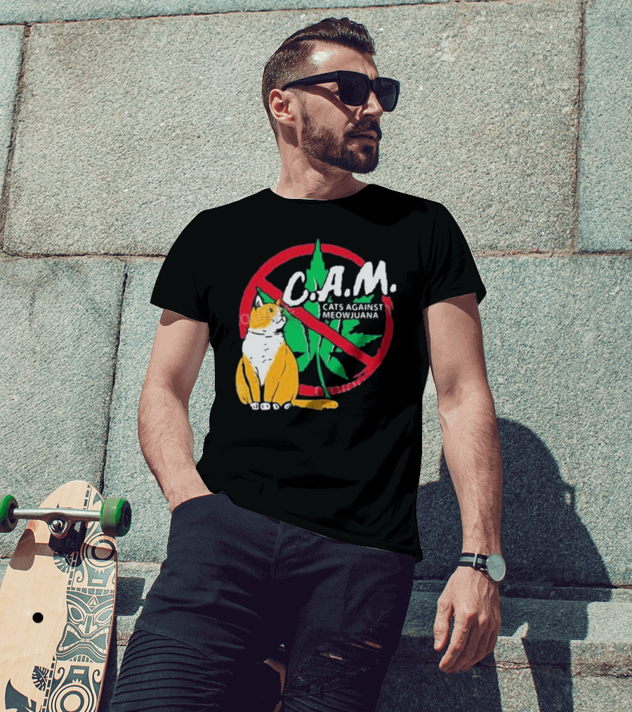 C.A.M. Cats Against Meowijuana Leaf With Tabby T-Shirt