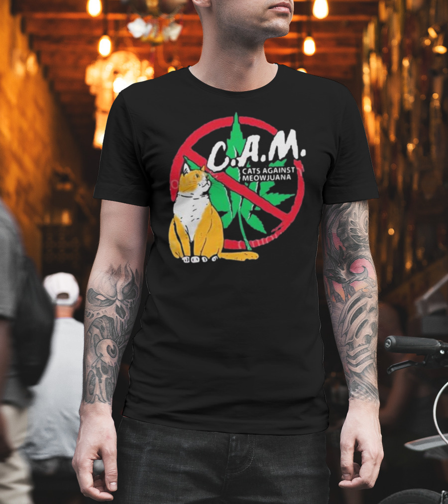 C.A.M. Cats Against Meowijuana Leaf With Tabby T-Shirt