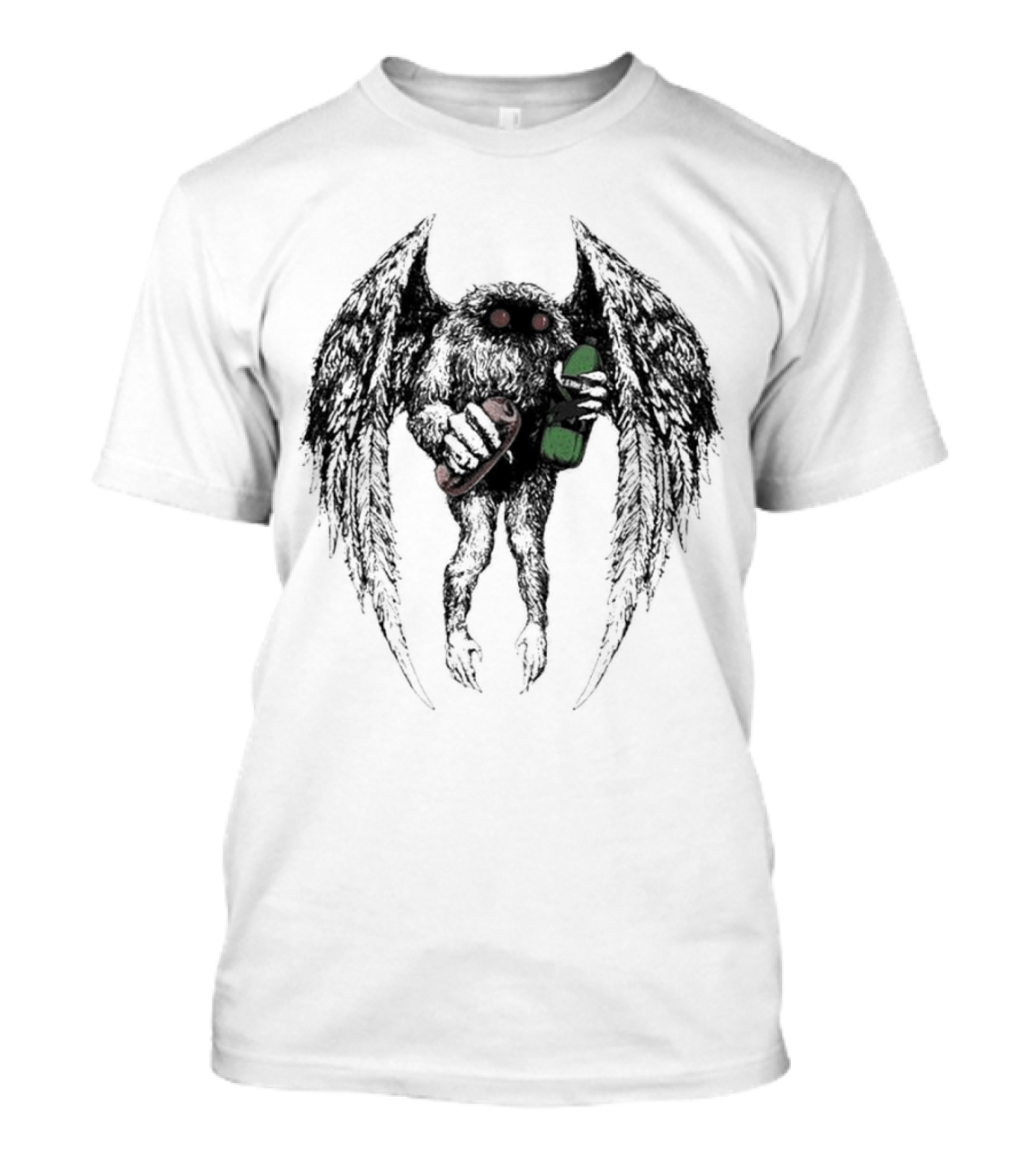 Appalachian Guardian Threat Llama Mothman With Wings And Green Flask T-Shirt
