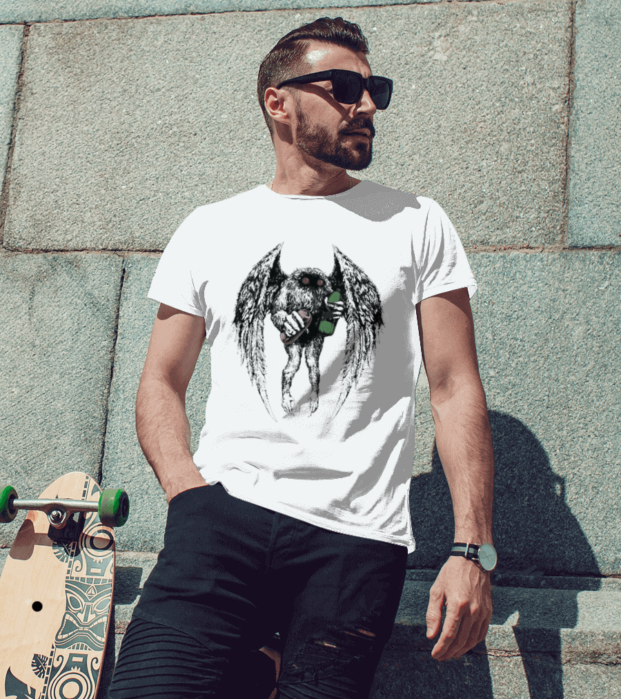 Appalachian Guardian Threat Llama Mothman With Wings And Green Flask T-Shirt